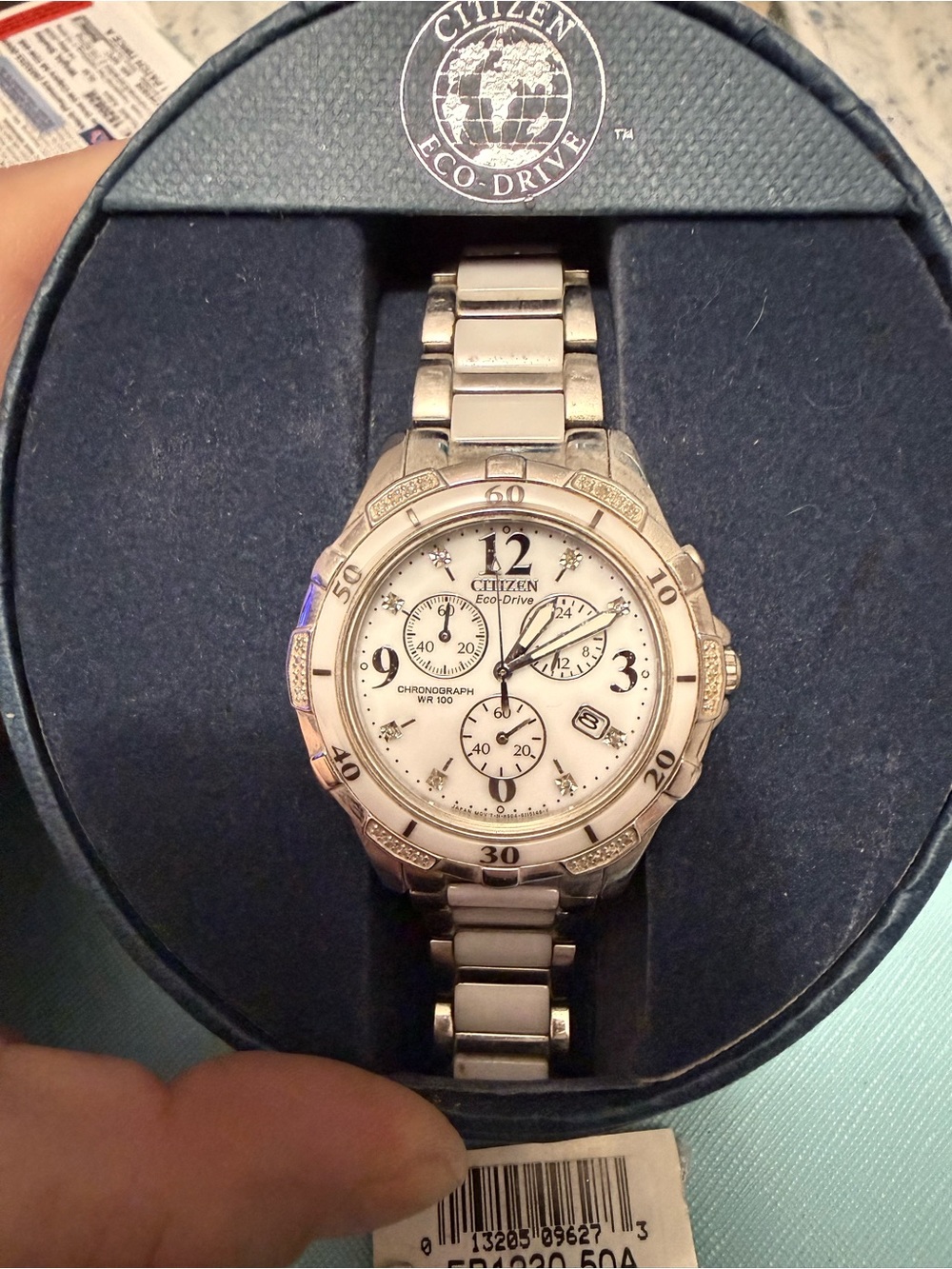 Citizen Eco-Drive ceramic diamond Chronograph Watch - White Dial